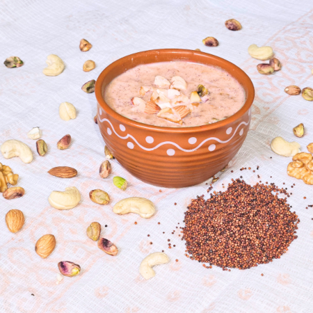 RagiNuts bottle with millet grains